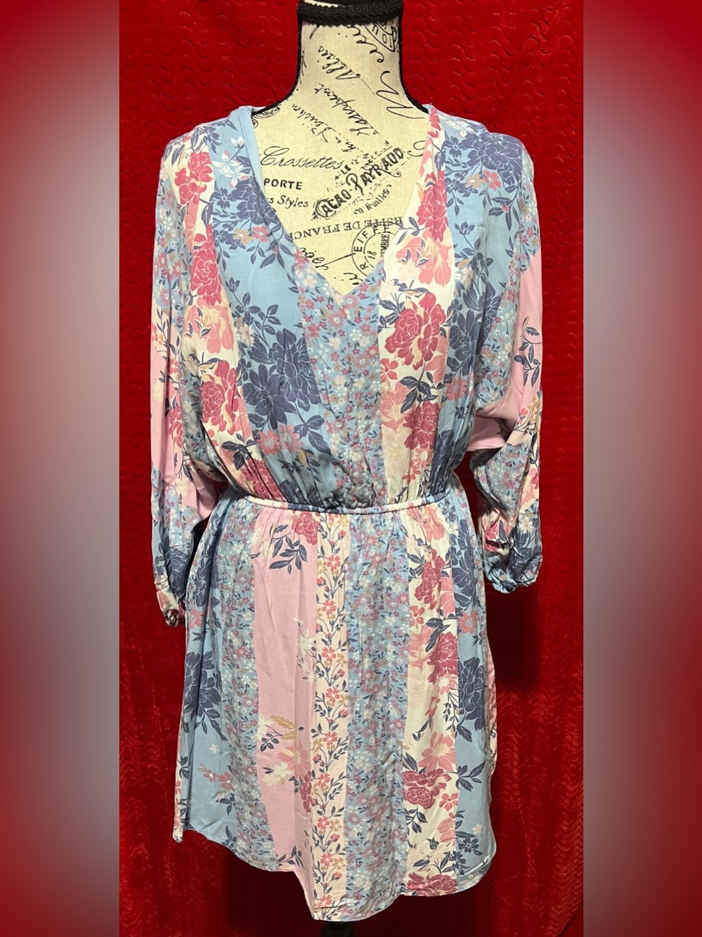Savanna Jane Pastel Floral Mini Dress in Pink, Blue, Cream